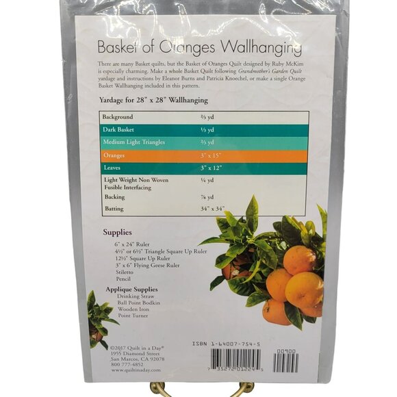 Quilt In A Day Basket Of Oranges Wallhanging No 1224 Easy - Picture 3 of 3